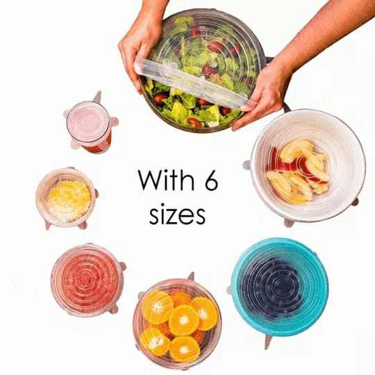 6 couvercles en silicone, extensibles, réutilisables, hermétiques, pour conservation des aliments, pour micro-ondes, pour la cuisine
