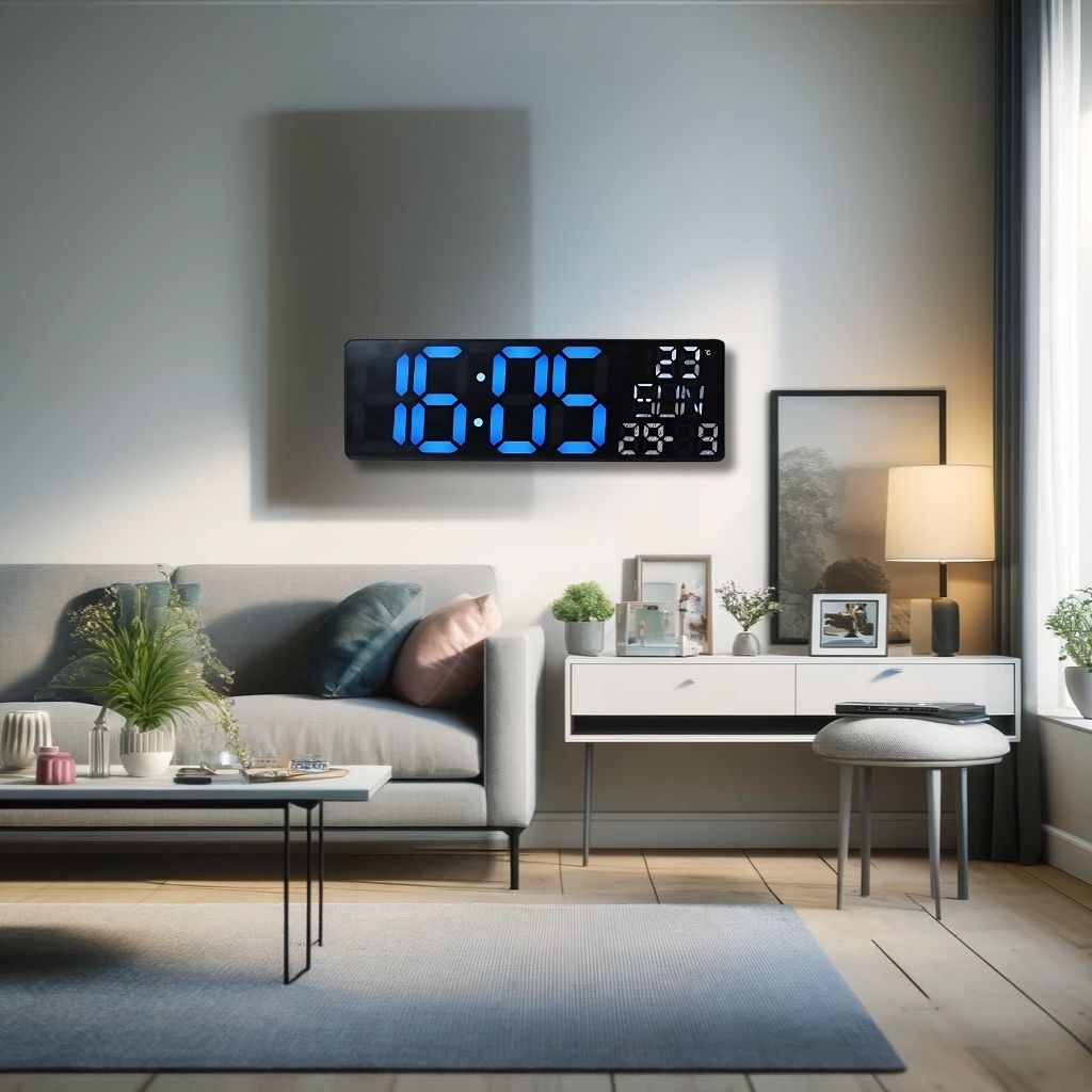 LED Digital Wall Clock with Bottom Lighting