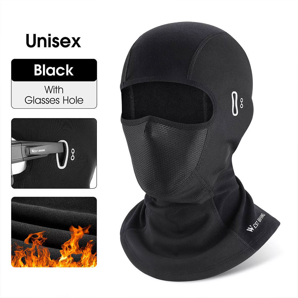 Winter motorcycle balaclava with glasses slot
