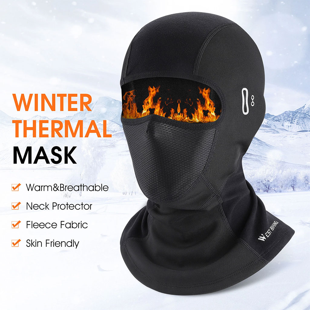 Winter motorcycle balaclava with glasses slot