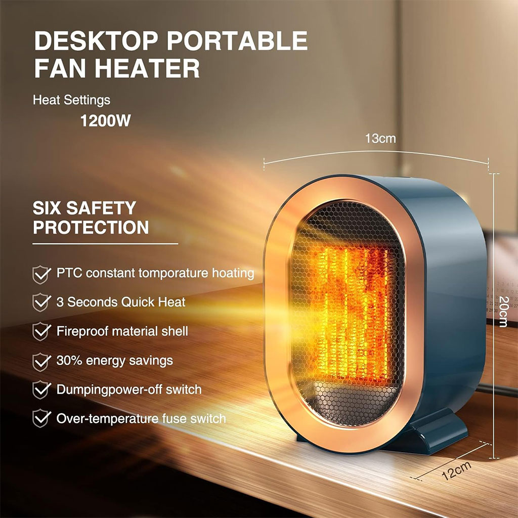 Chauffage soufflant portable 1200 W pour maison et bureau