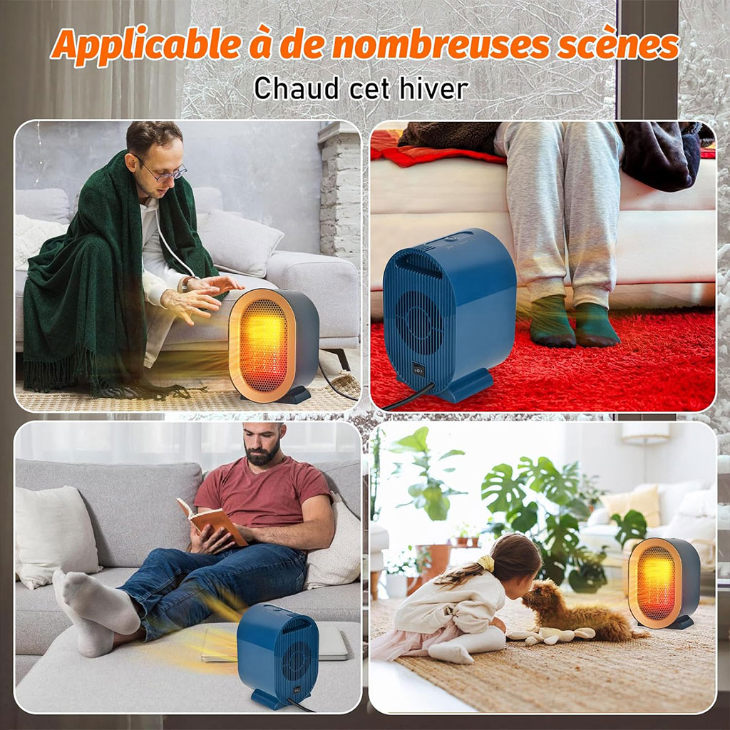 Chauffage soufflant portable 1200 W pour maison et bureau
