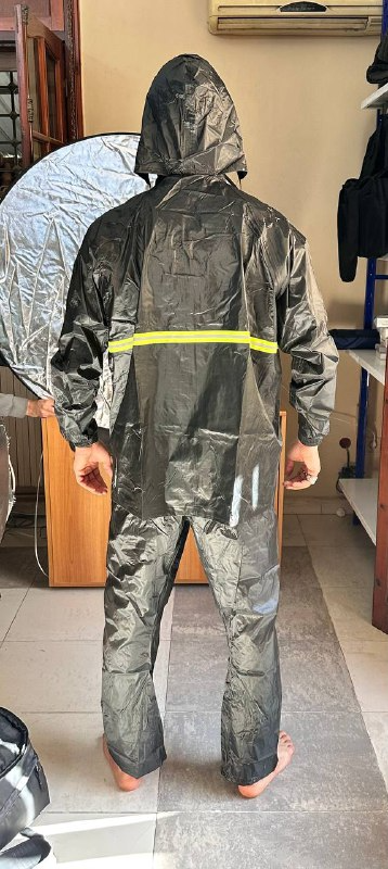 Waterproof rain suit jacket and trousers with hood