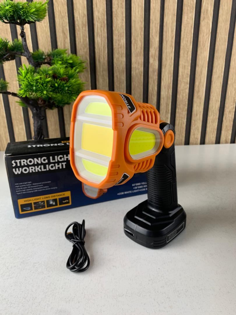 مصباح يدوي LED قابل لإعادة الشحن عبر USB مع إضاءة طوارئ COB