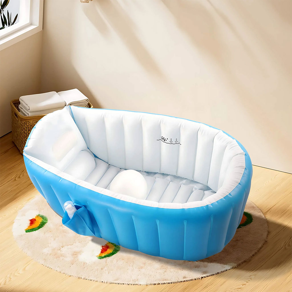 Baignoire gonflable antidérapante pour bébé avec poche latérale