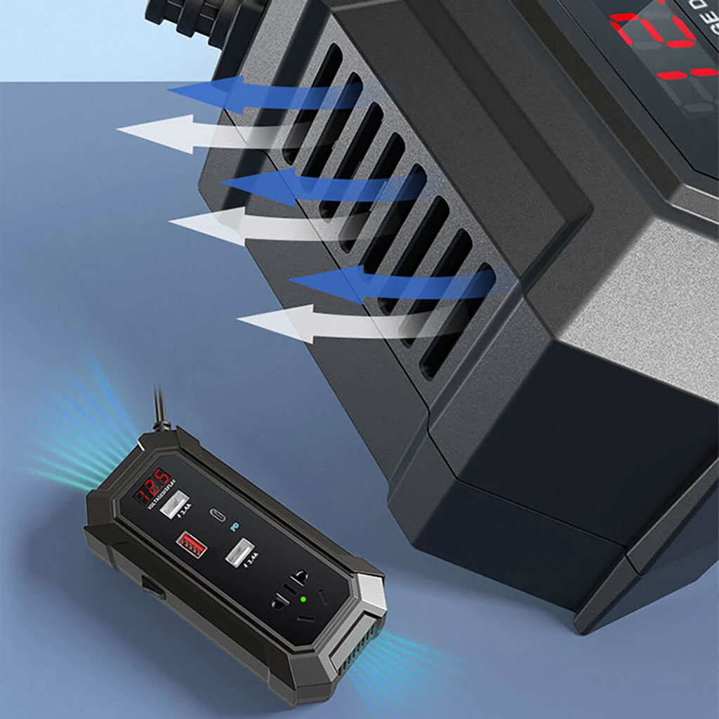 محول تيار للسيارة 12V/24V إلى 220V متعدد المنافذ