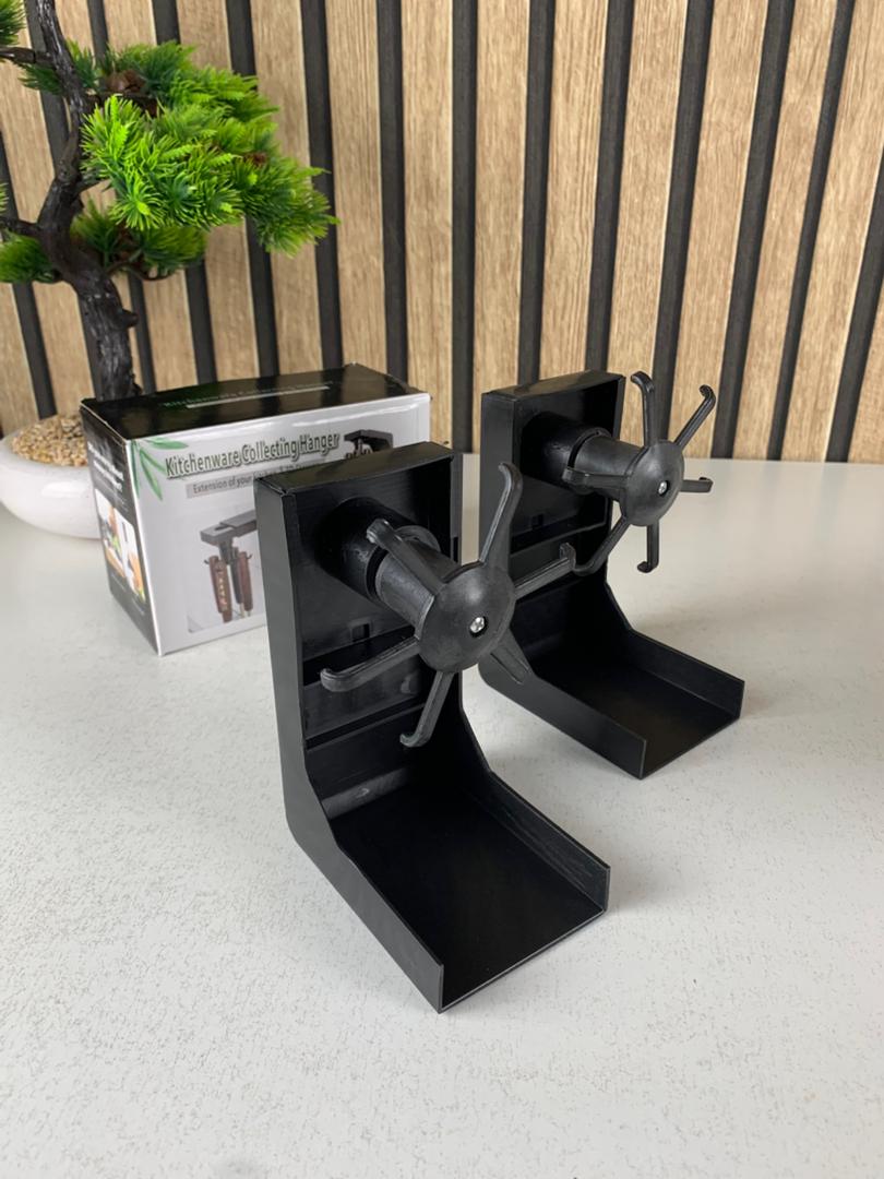 Set of 2 360° rotating storage racks with 6 hooks for kitchen
