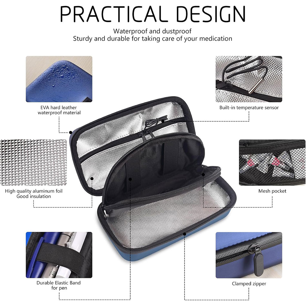 Trousse isotherme pour insuline avec écran d'affichage de température