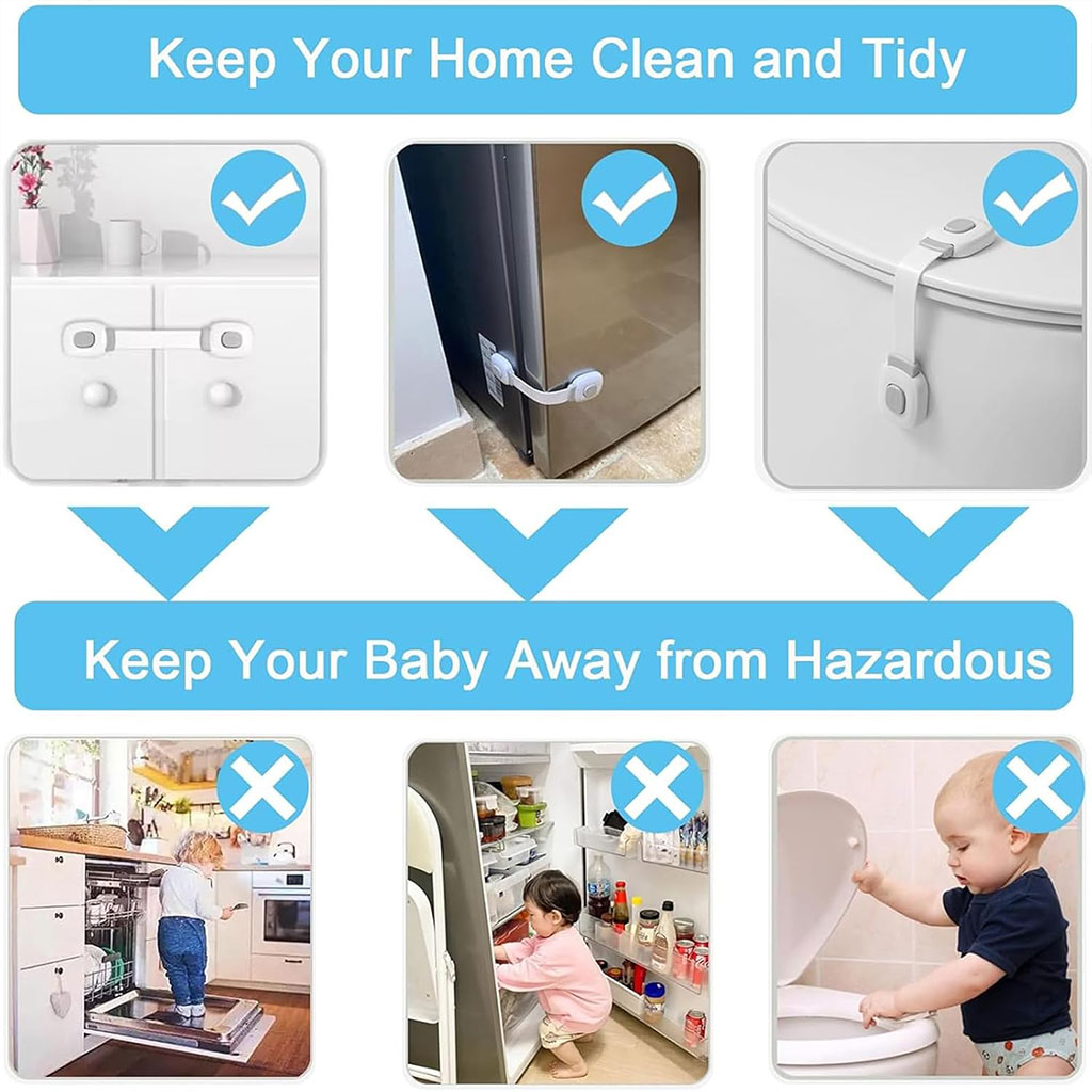 3-Pack Child Safety Locks for Appliances and Drawers