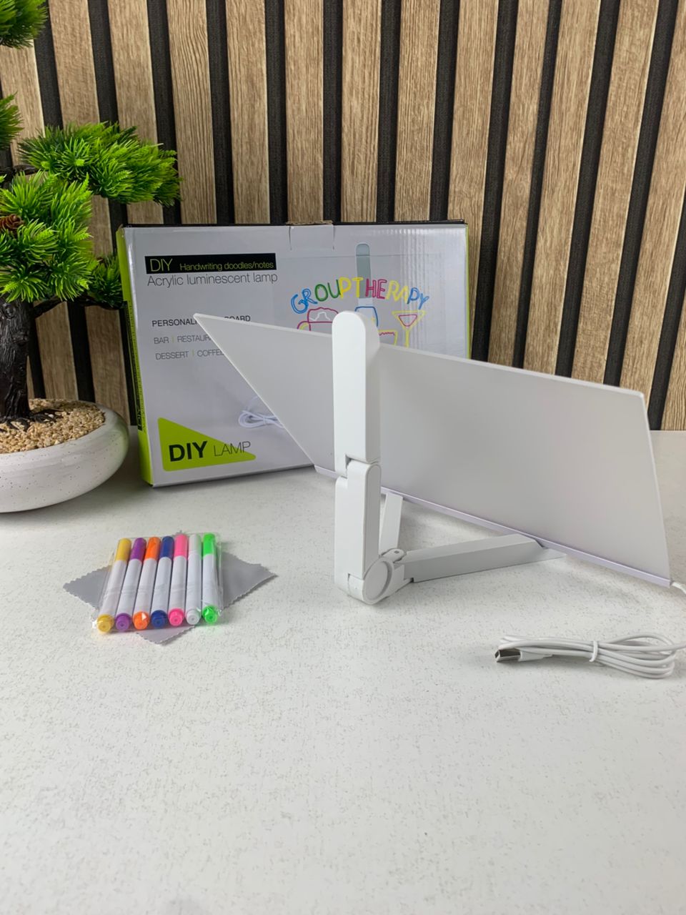 لوحة مذكرات LED مضيئة مع قلم 7 ألوان وحامل