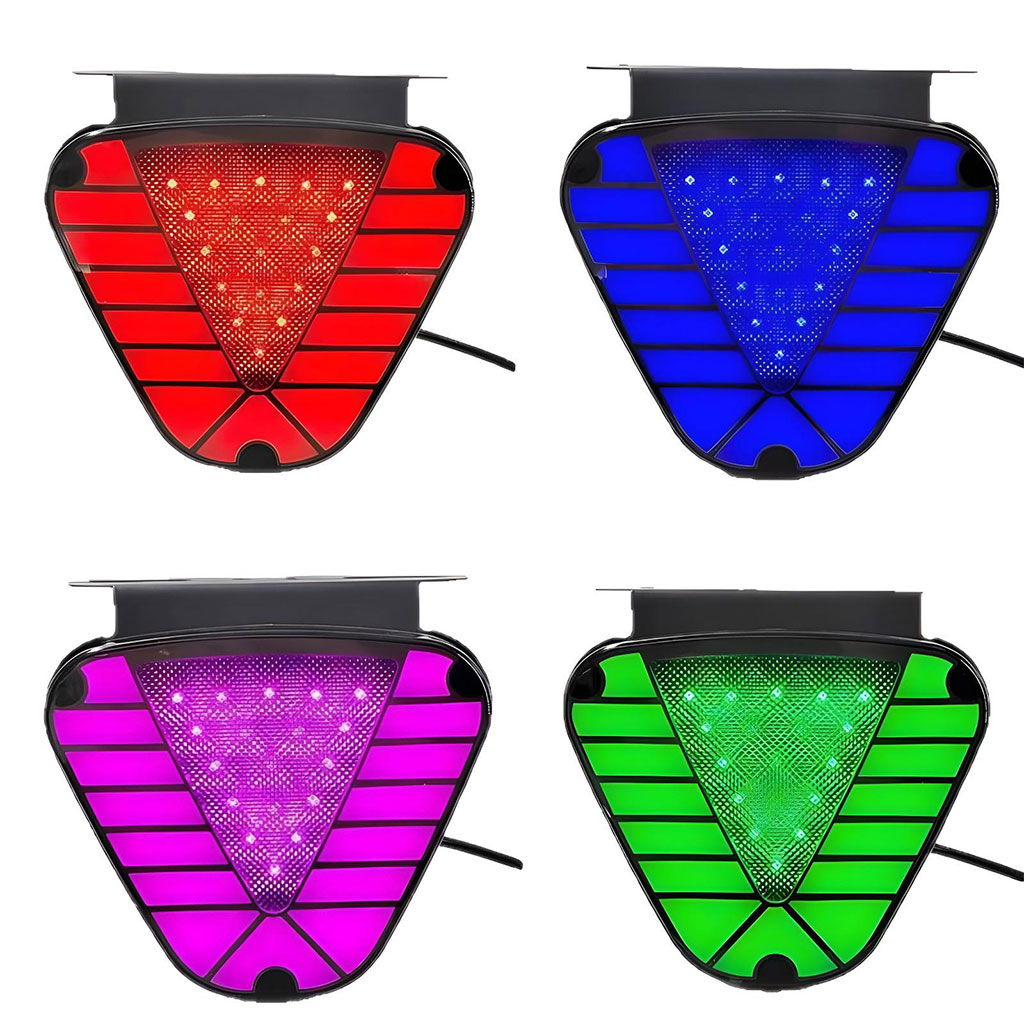 Feu arrière clignotant LED triangulaire multicolore, 2 pièces