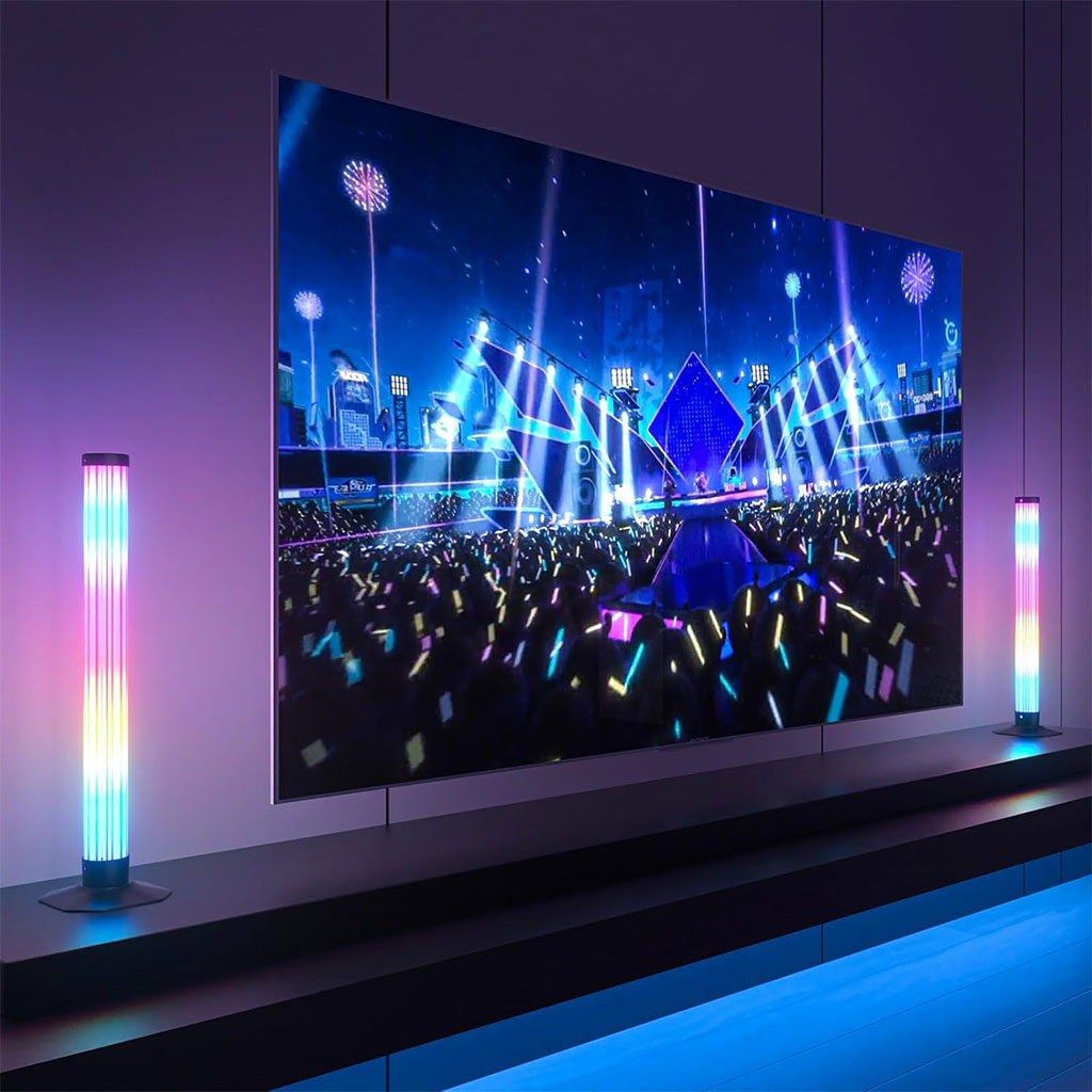 مصباح إضاءة محيطية ذكي LED RGB، قطعتان، 360 درجة، مع مزامنة الموسيقى