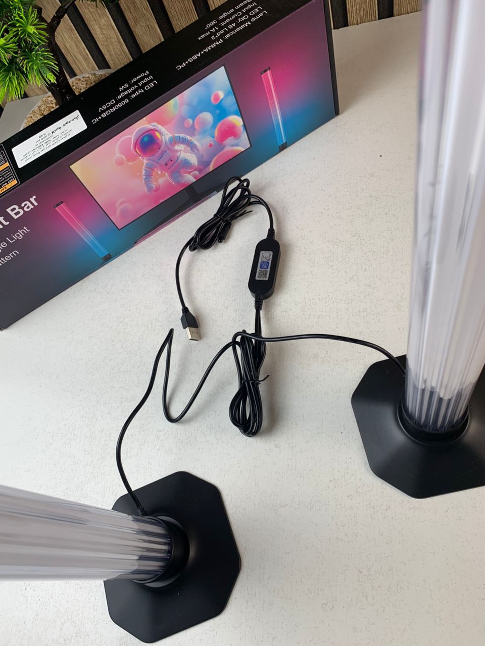 مصباح إضاءة محيطية ذكي LED RGB، قطعتان، 360 درجة، مع مزامنة الموسيقى