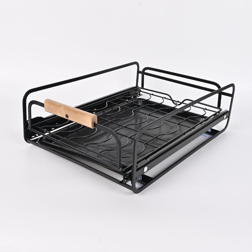 Kitchen dish rack with wooden handles