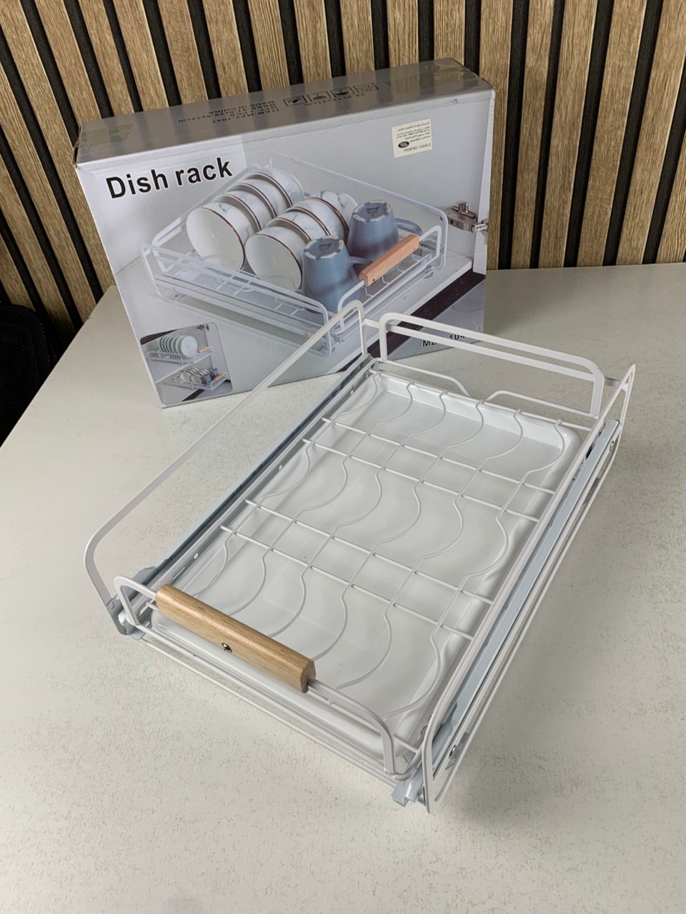 Kitchen dish rack with wooden handles
