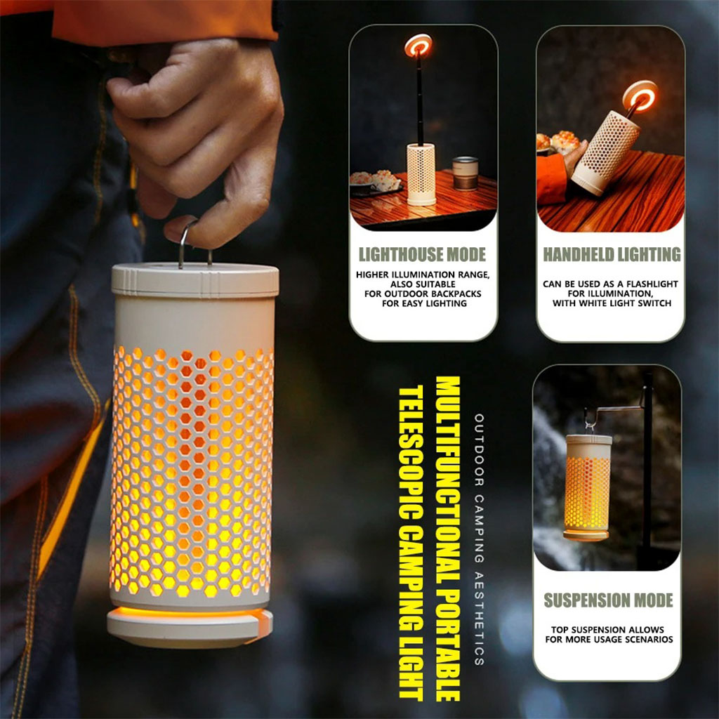 Honeycomb design camping lamp, 3 colors, rechargeable