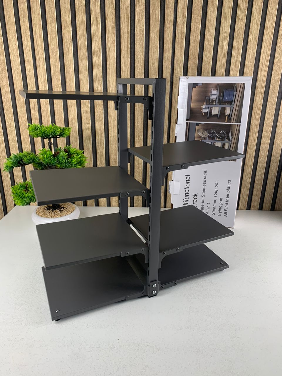 Adjustable 7-tier under-cabinet pot organizer