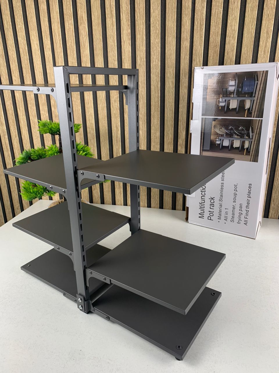 Adjustable 7-tier under-cabinet pot organizer