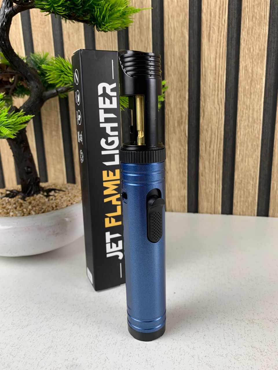 Electric jet flame lighter with safety lock and bottle opener
