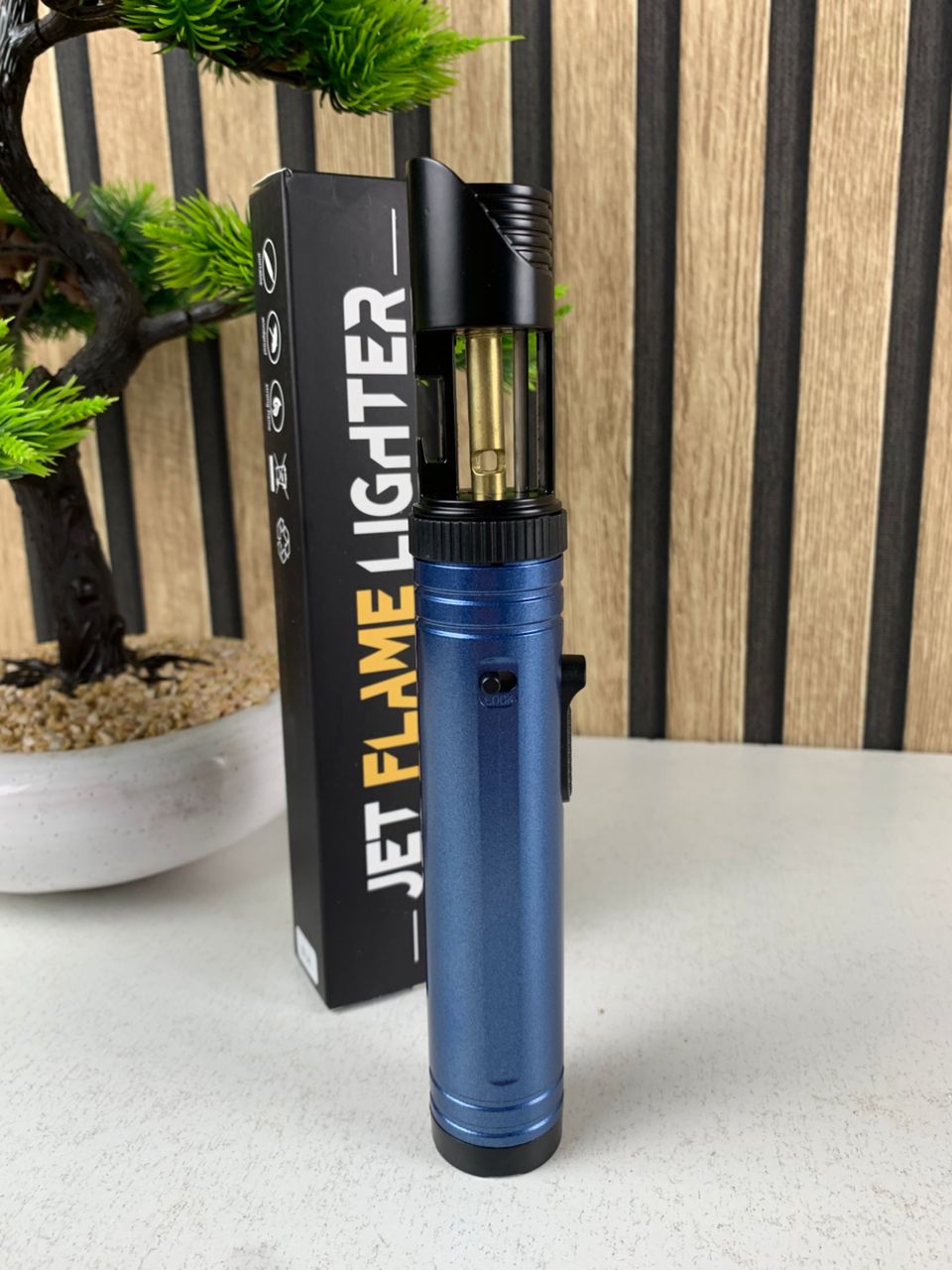 Electric jet flame lighter with safety lock and bottle opener