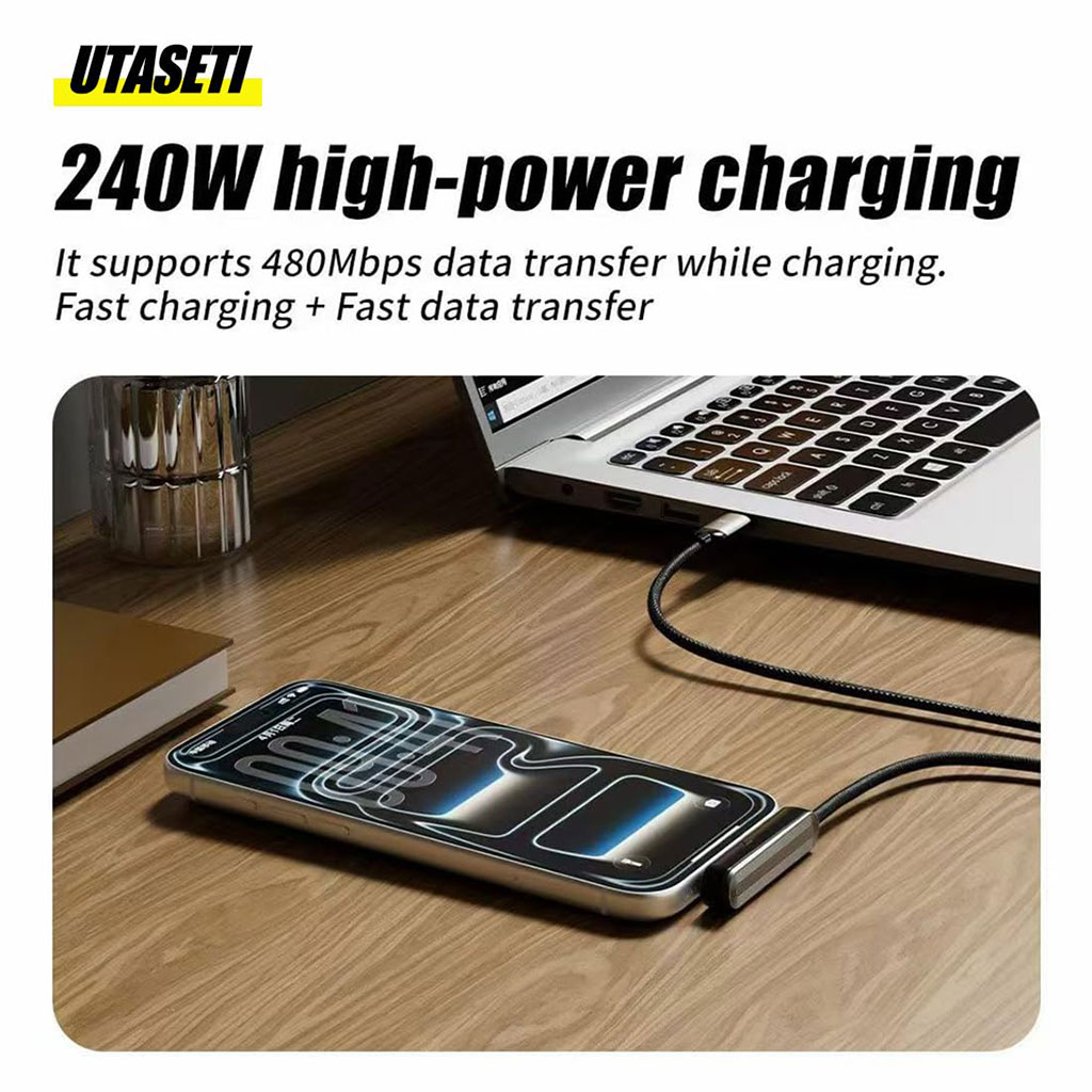 240W Fast Charging Cable with Built-in Stand