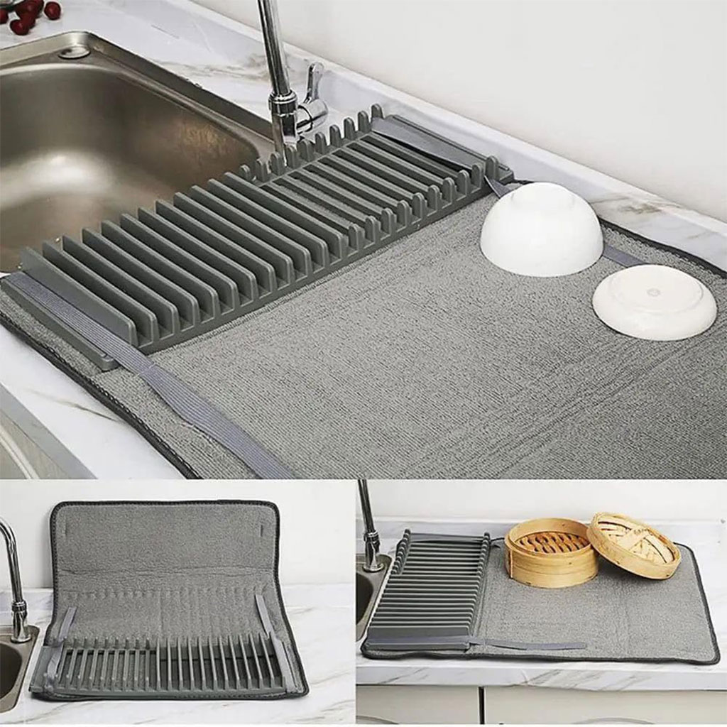 Microfiber dish drying towel with removable base