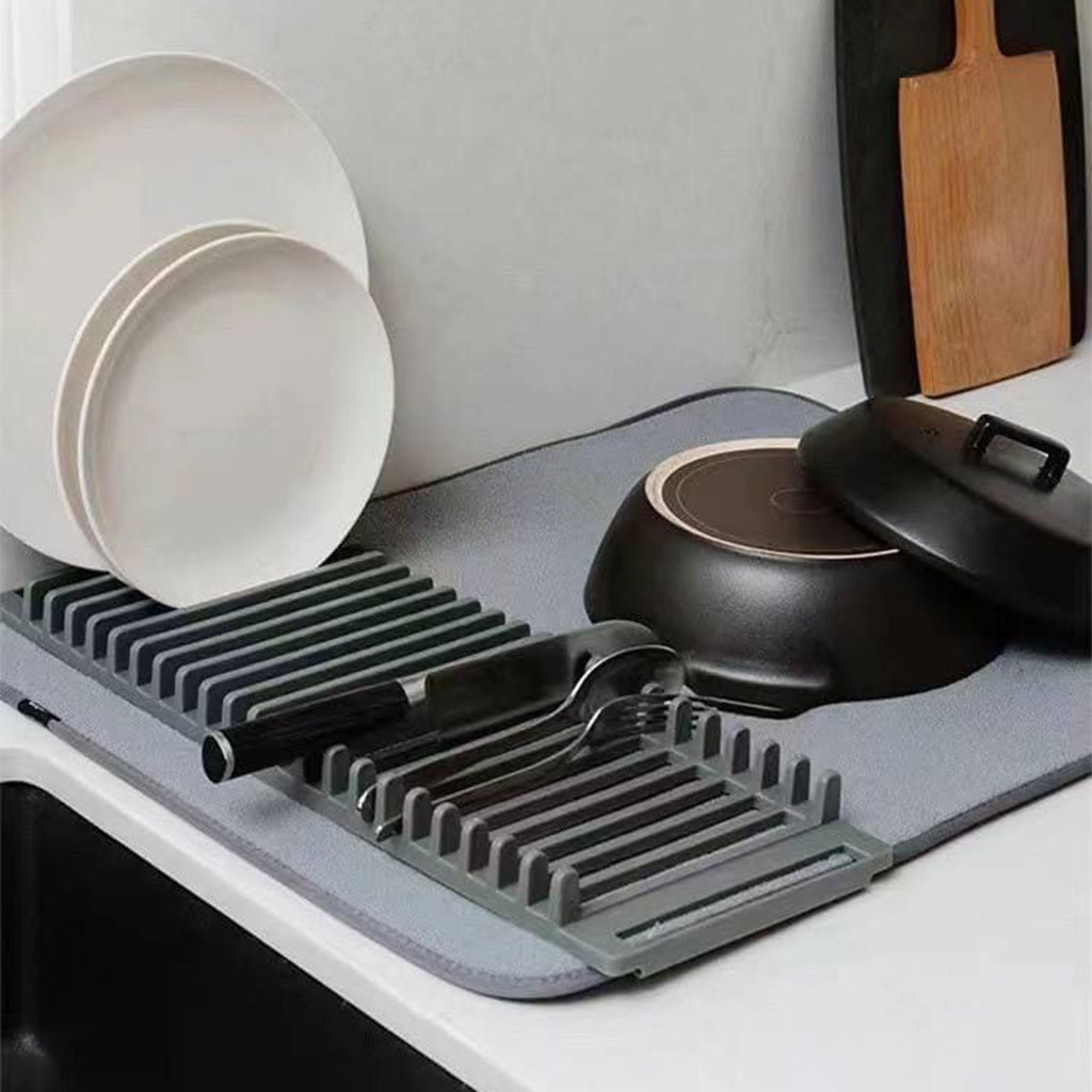 Microfiber dish drying towel with removable base