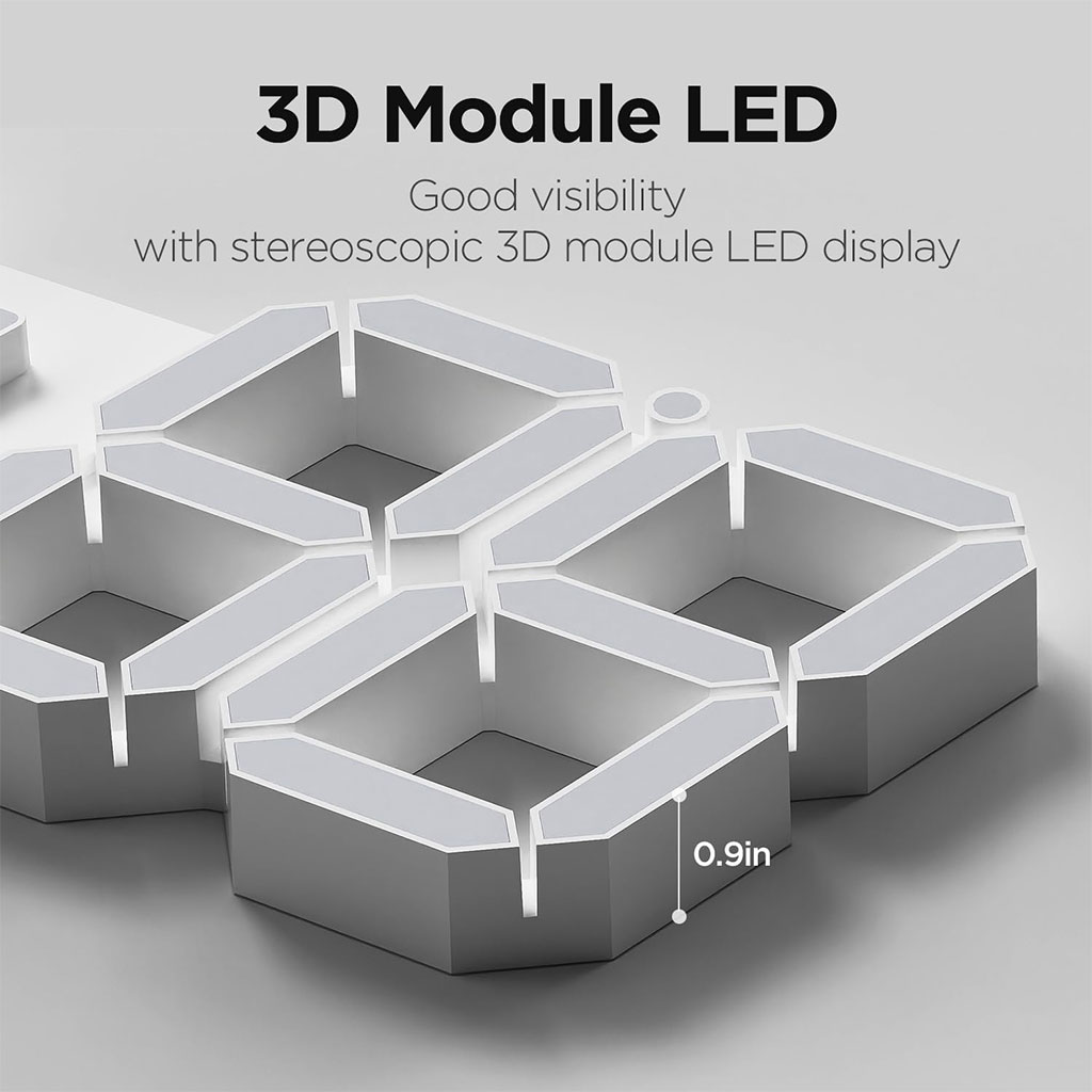 ساعة حائط رقمية LED ثلاثية الأبعاد GH0720L بيضاء