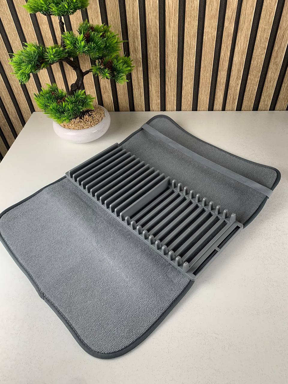 Microfiber dish drying towel with removable base