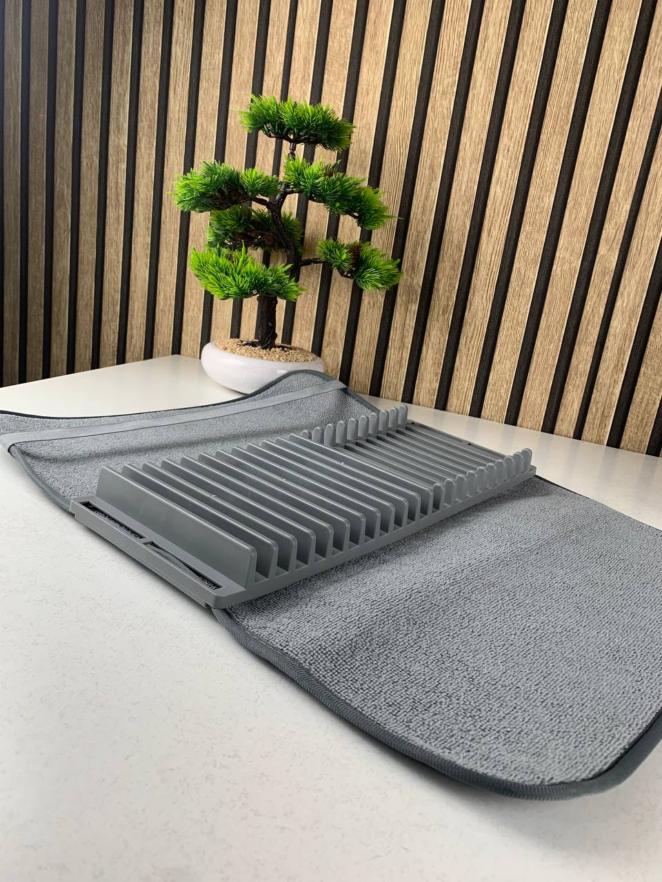 Microfiber dish drying towel with removable base