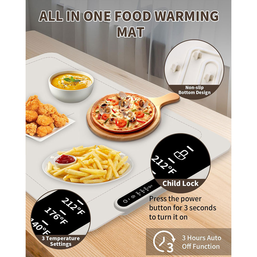 Adjustable silicone food warming mat