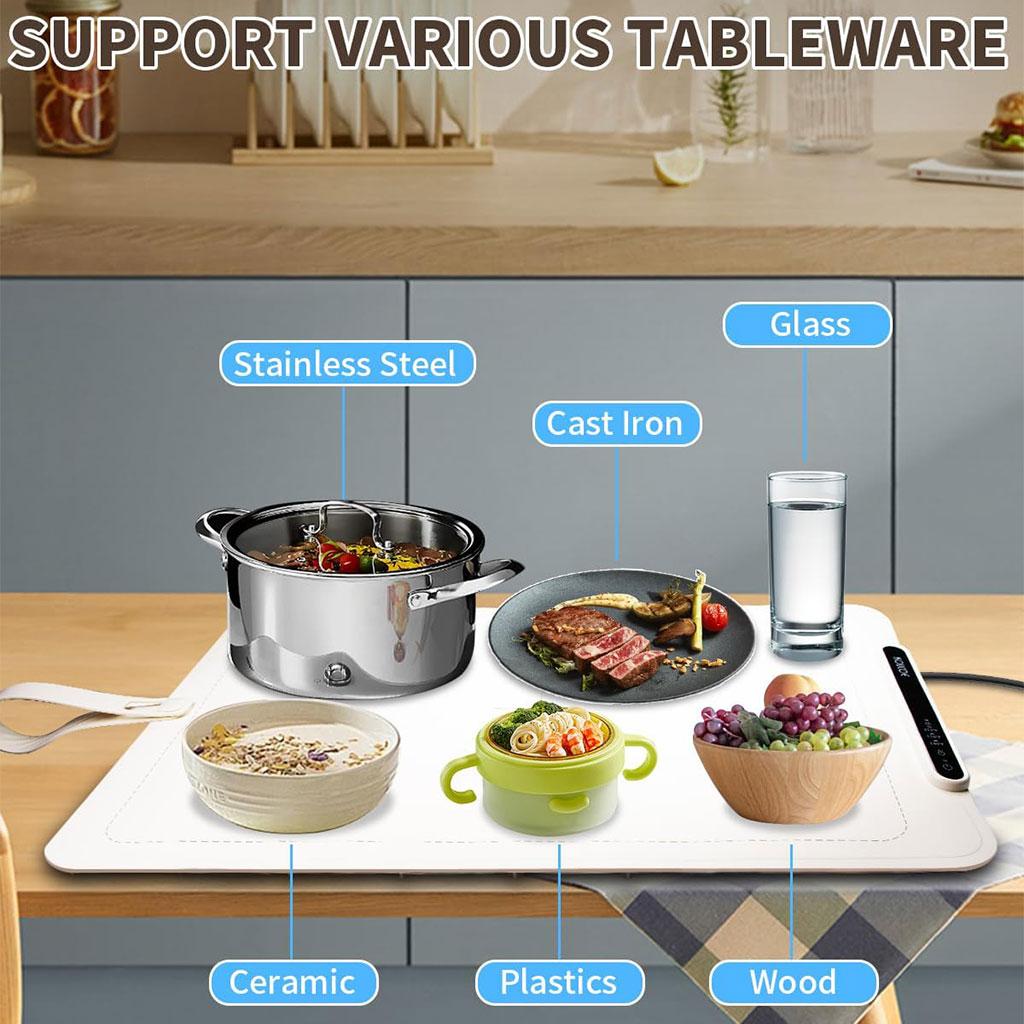 Adjustable silicone food warming mat