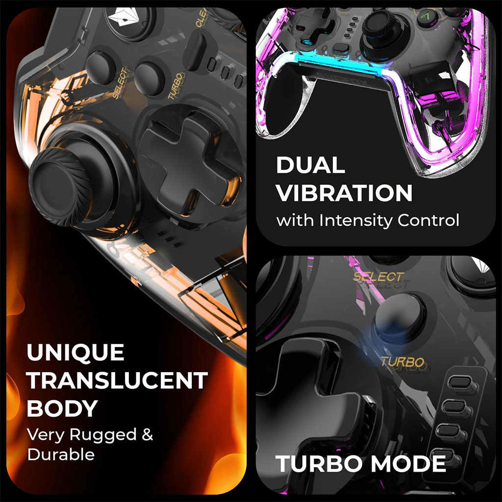Wired Gaming Controller with Neon RGB Lighting PG-003