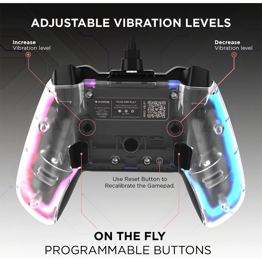 Wired Gaming Controller with Neon RGB Lighting PG-003
