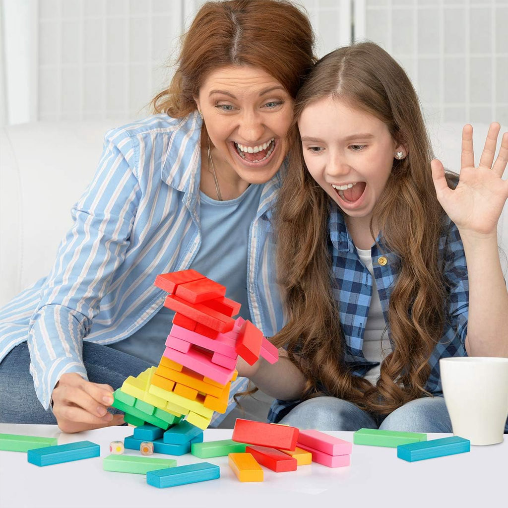 Colorful toppling building blocks set, 30 pieces