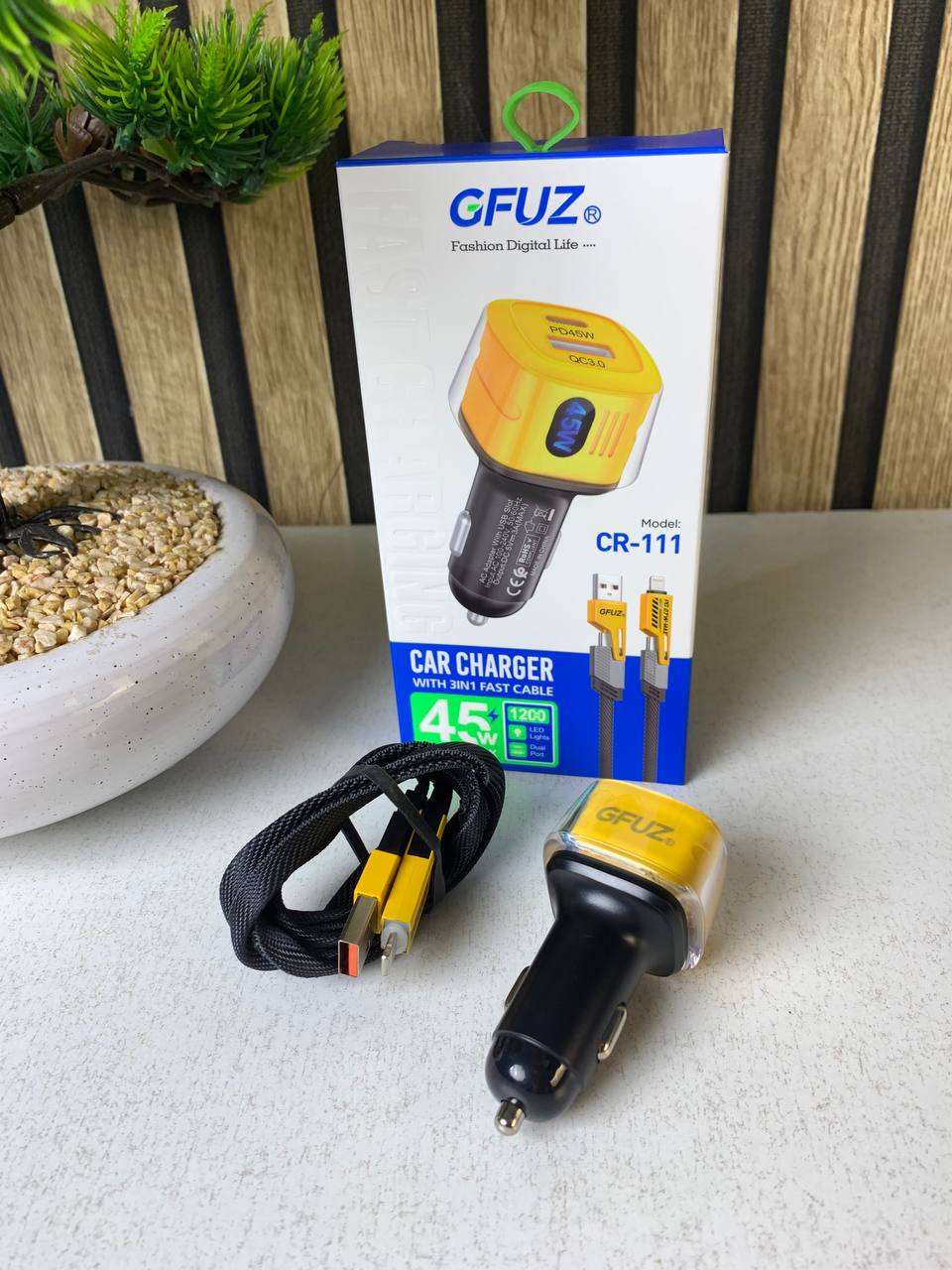 Chargeur voiture rapide 3-en-1 45W