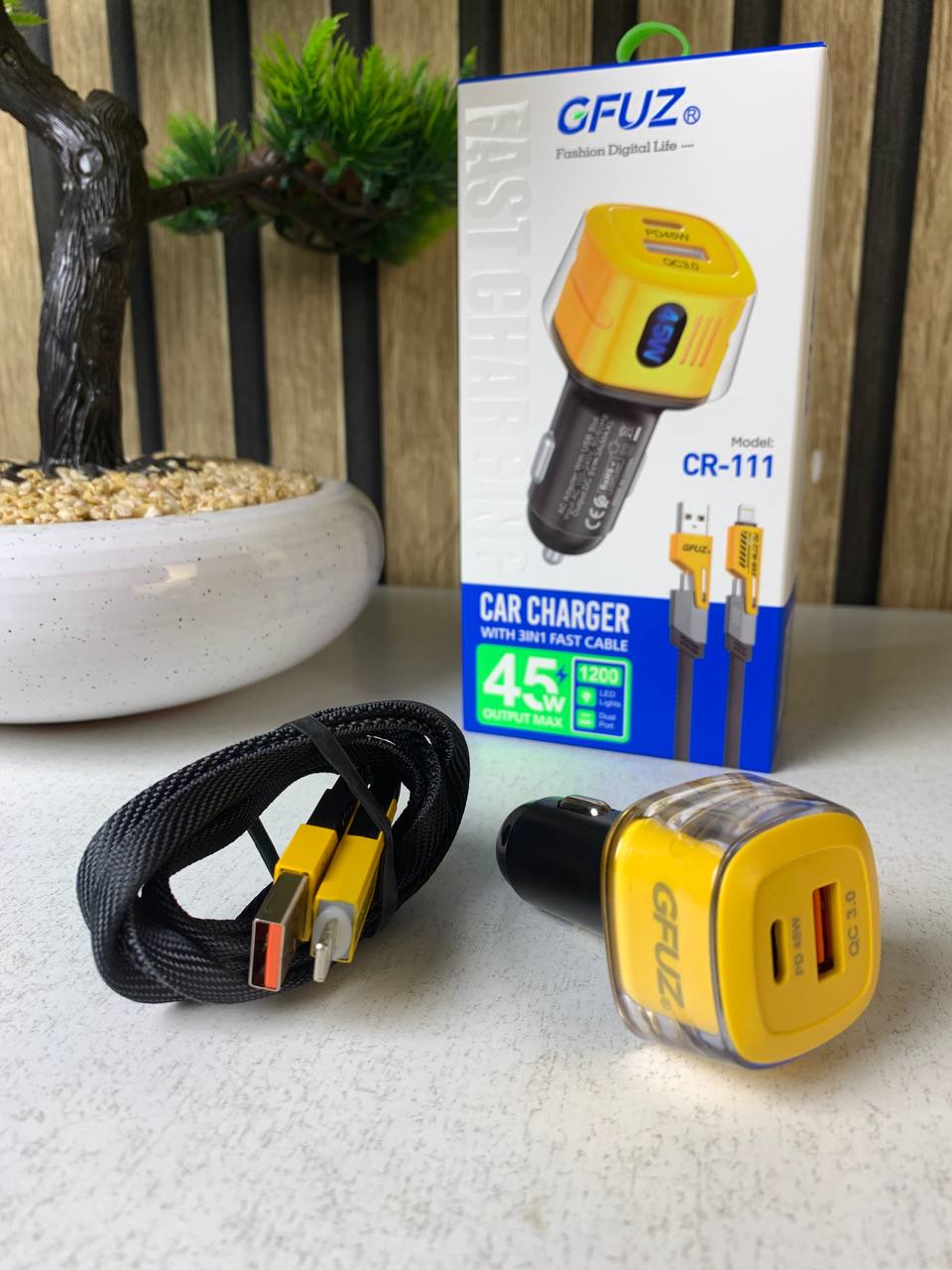 Chargeur voiture rapide 3-en-1 45W