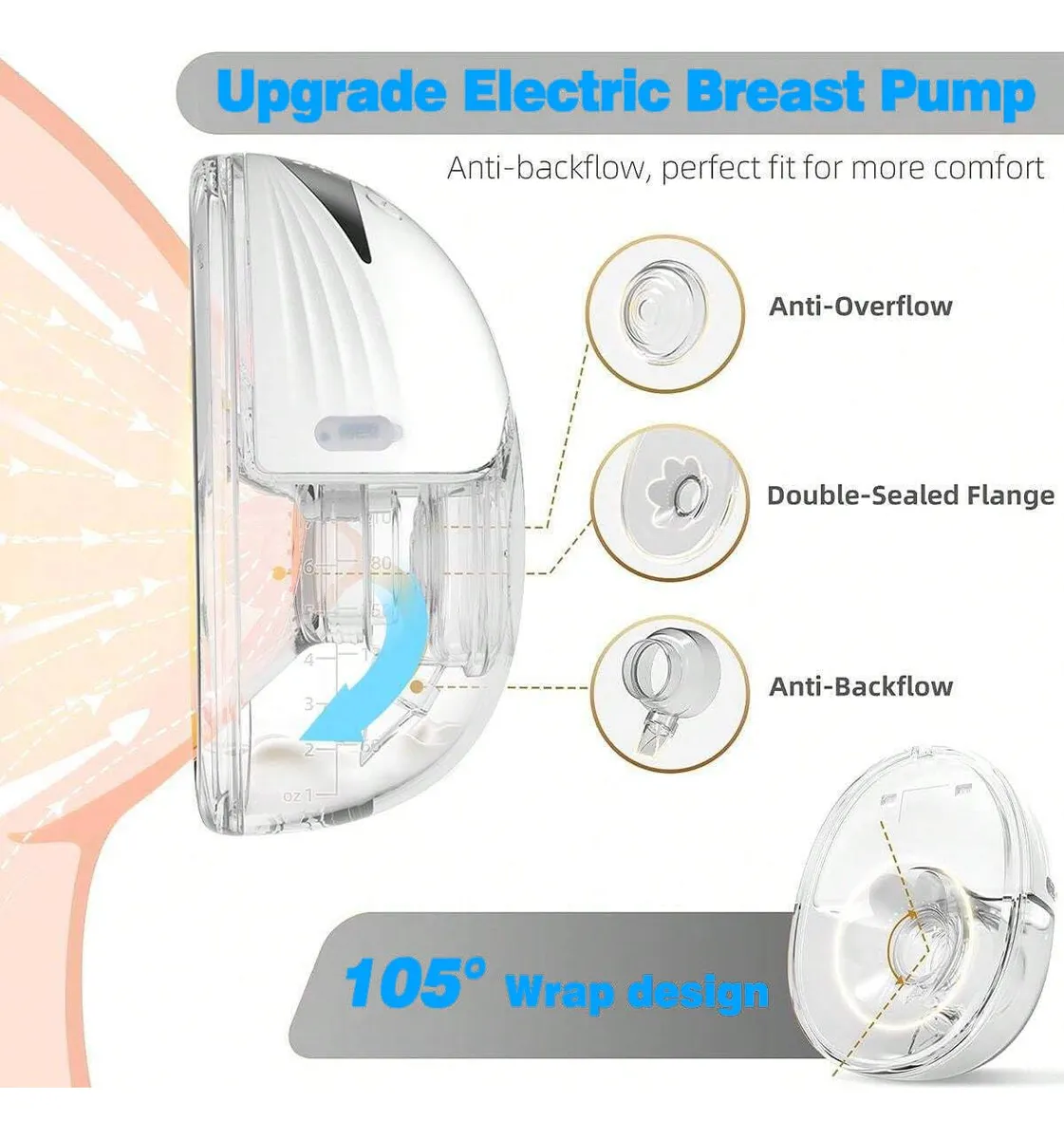 Tire-lait électrique double mains libres MY-375, 4 modes et 12 niveaux