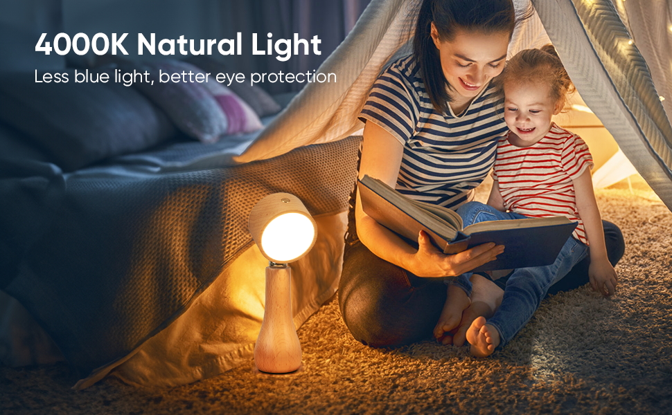 Lampe LED portable en bois rechargeable tactile 4000K