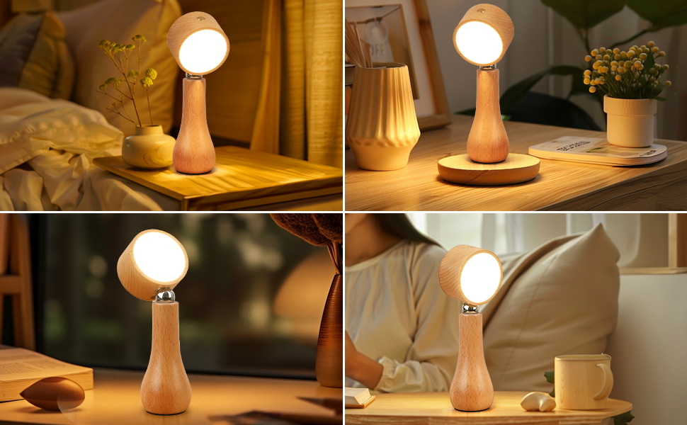 Lampe LED portable en bois rechargeable tactile 4000K