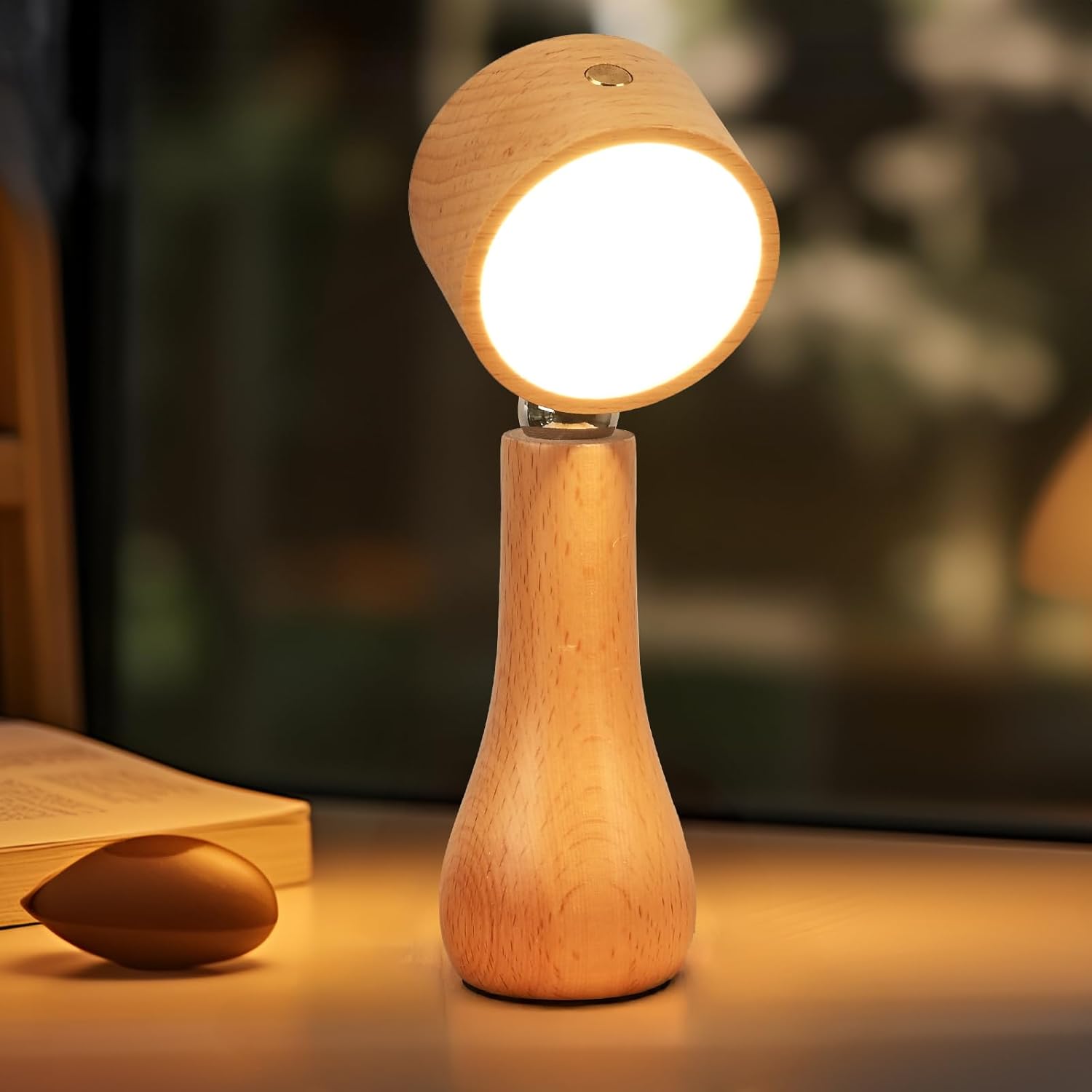 Lampe LED portable en bois rechargeable tactile 4000K