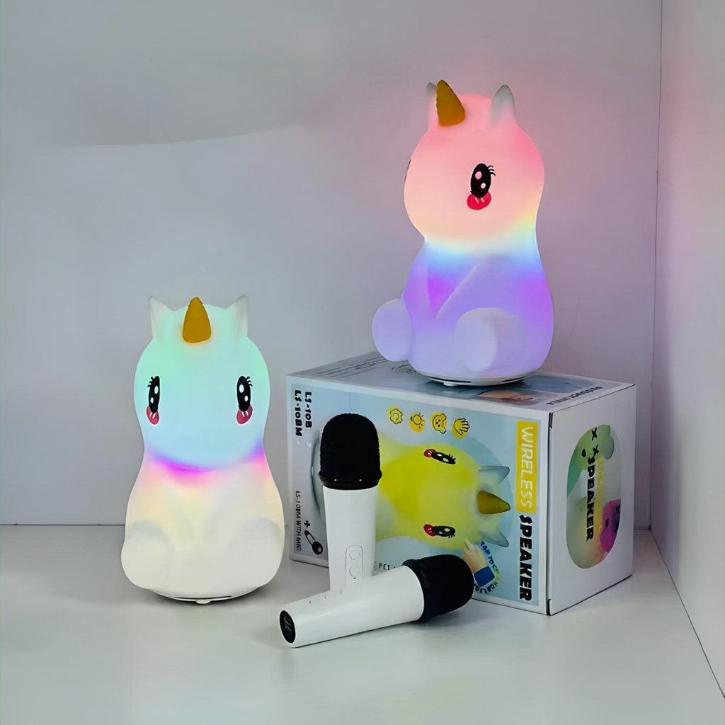 Unicorn cartoon wireless speaker with karaoke microphone LS-10BM