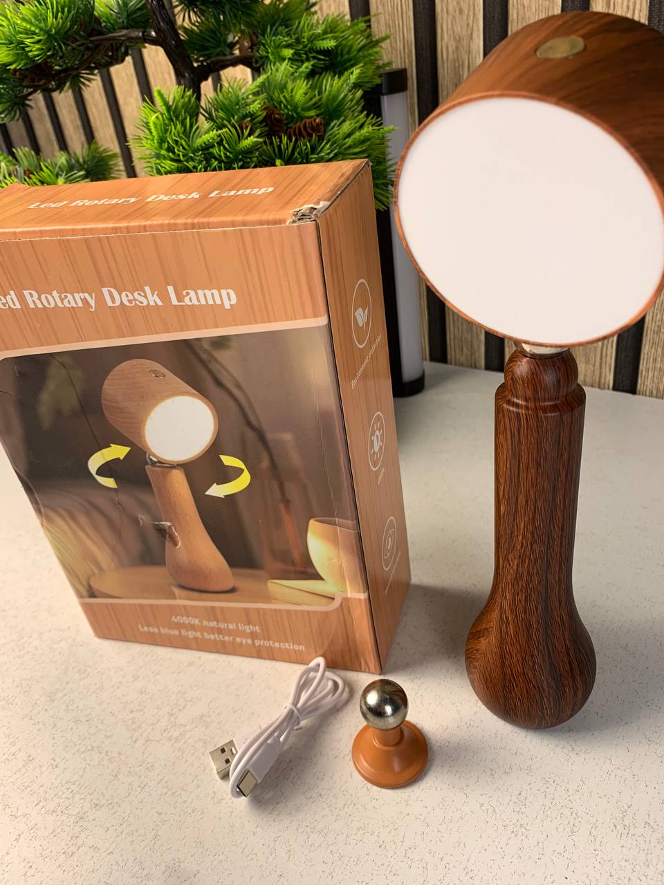 Lampe LED portable en bois rechargeable tactile 4000K