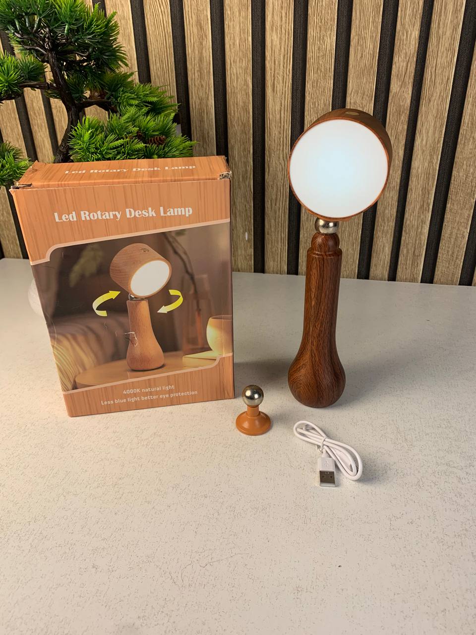 Lampe LED portable en bois rechargeable tactile 4000K