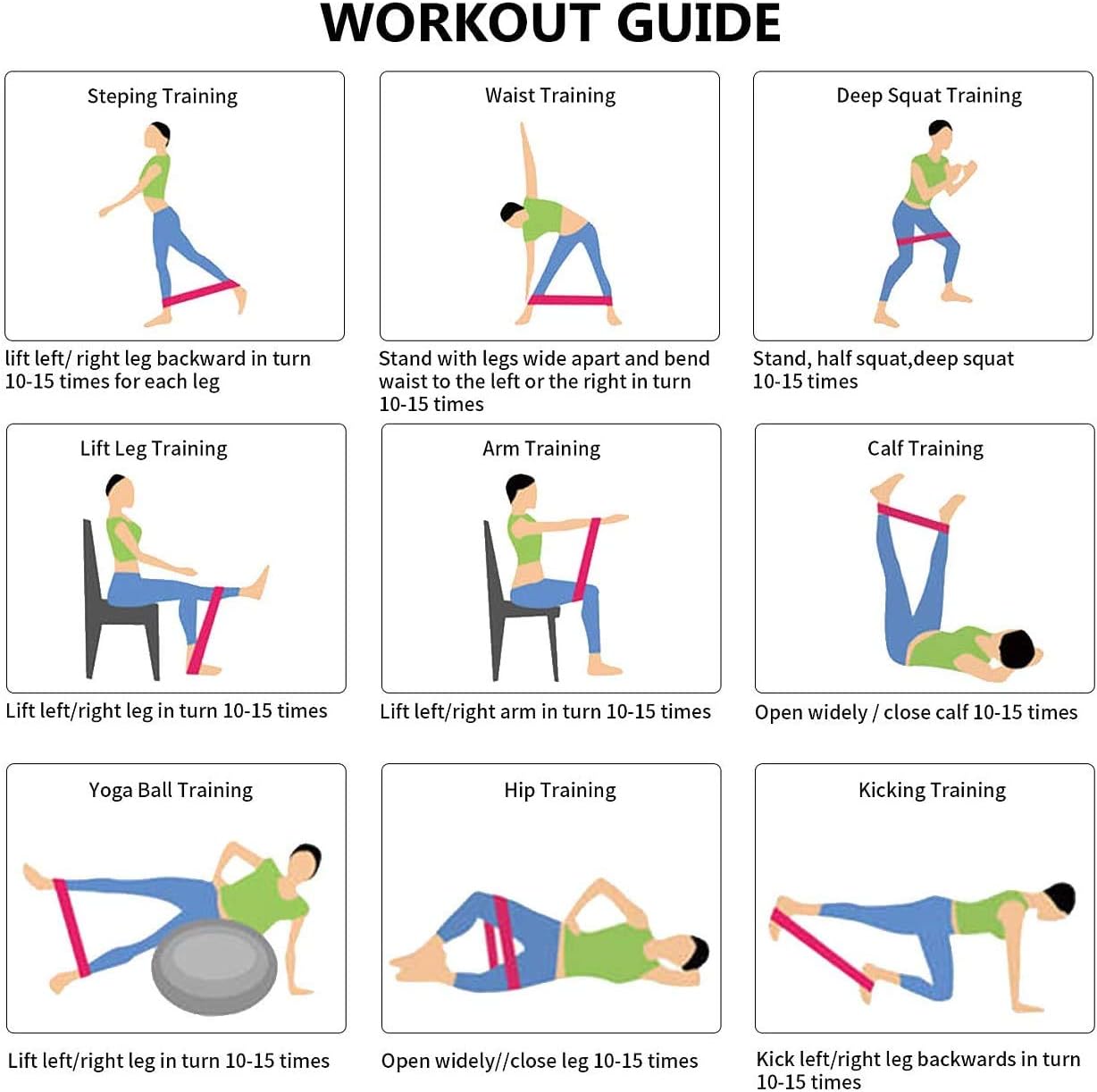 5-Piece resistance band set for exercise