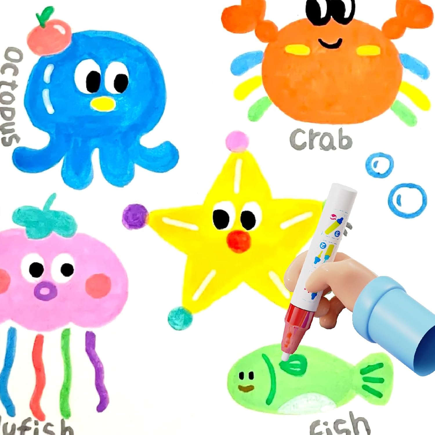 Reusable and washable water coloring mat for kids with alphanumeric practice area