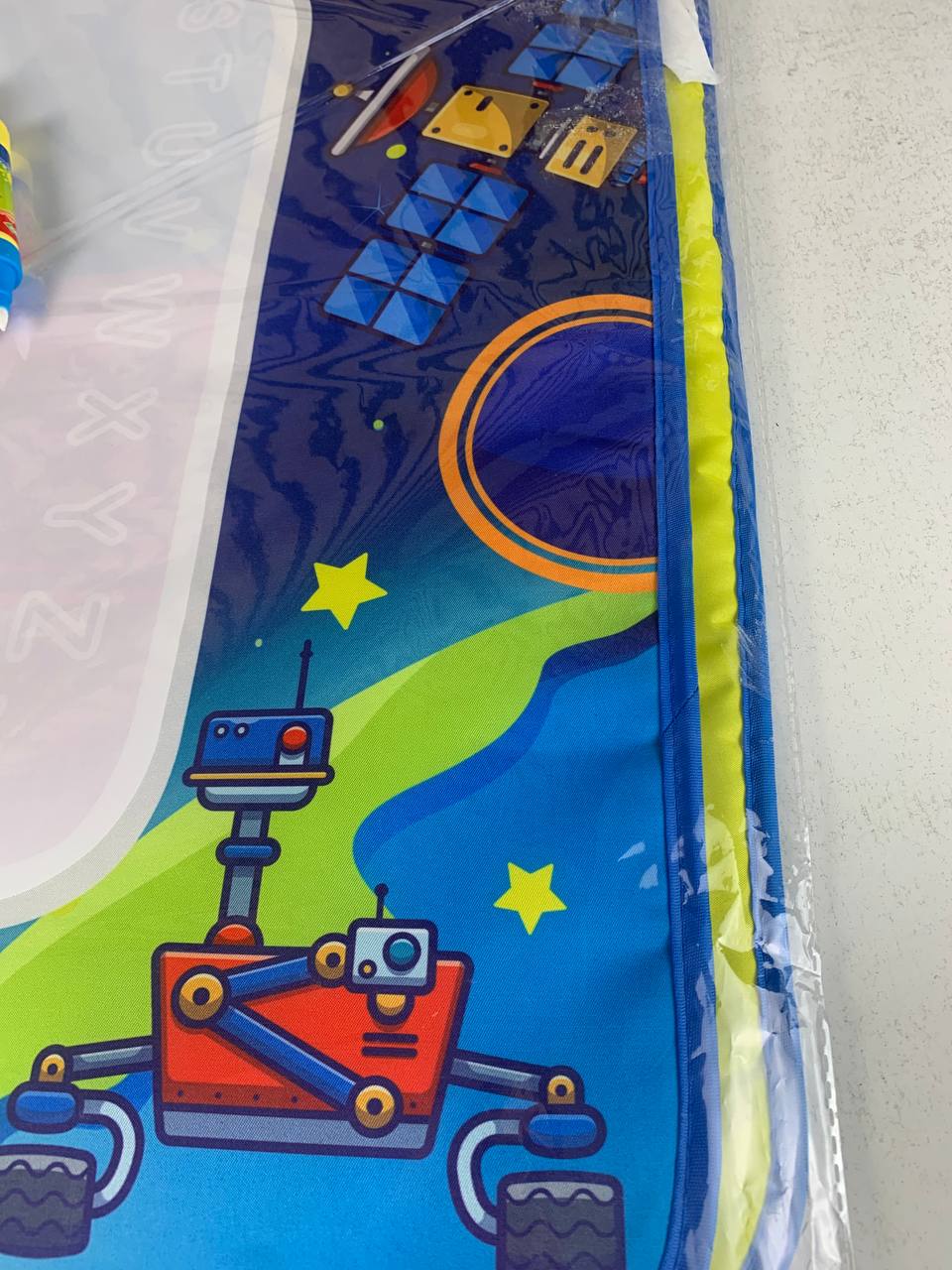 Reusable and washable water coloring mat for kids with alphanumeric practice area