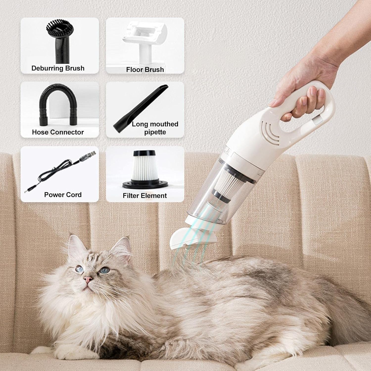 6-in-1 Portable Vacuum Cleaner JB-168, 1800 mAh Battery, HEPA Filter