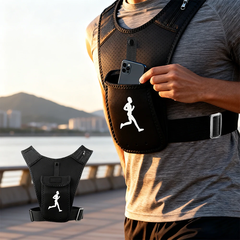 Unisex sports phone holder vest