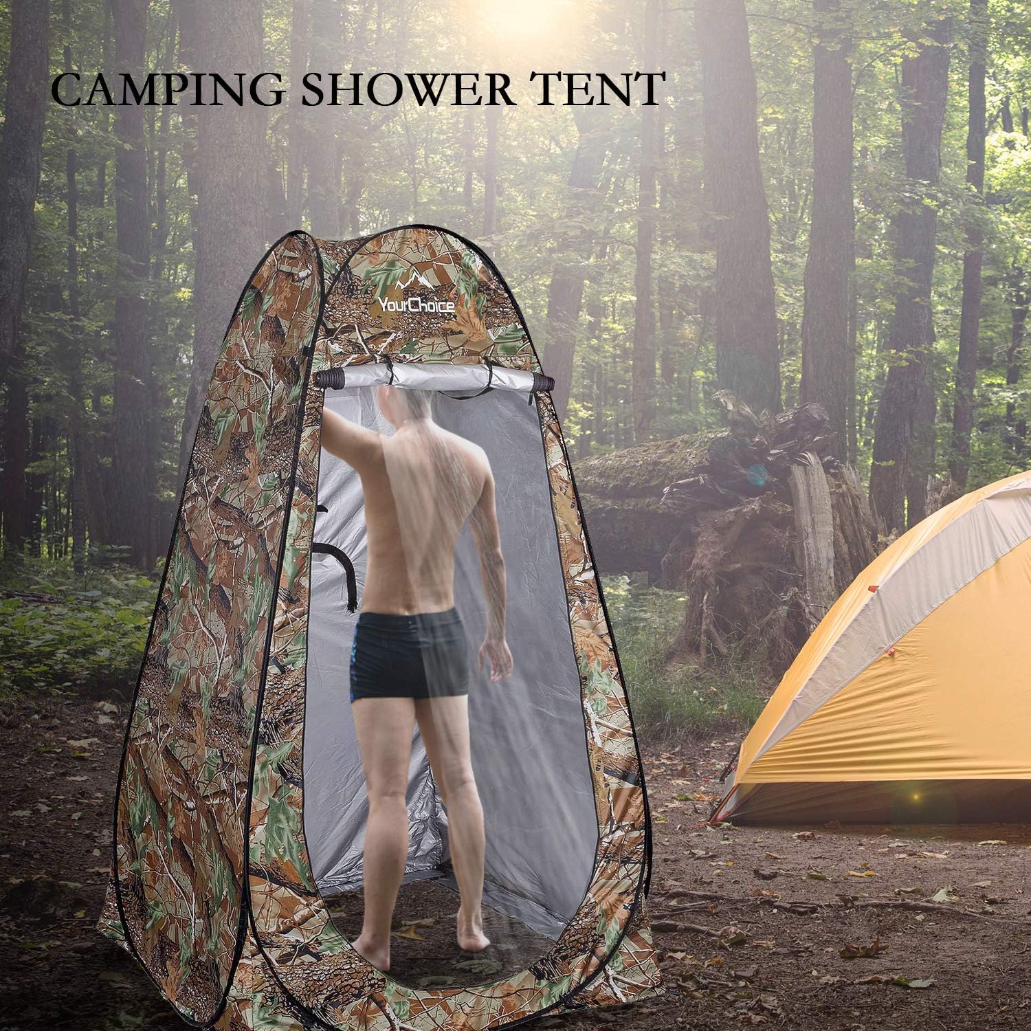 Foldable changing tent, UPF 50+ protection and waterproof, 120x120x190 cm, camouflage